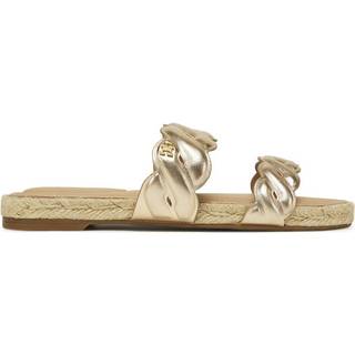 Metallic Leather Rope Strap Mules