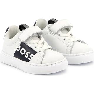BOSStil drenge. J52165 Hvide træningssko i læder (22), Fast, Blonder, Velcro, Casual, børnetøj
