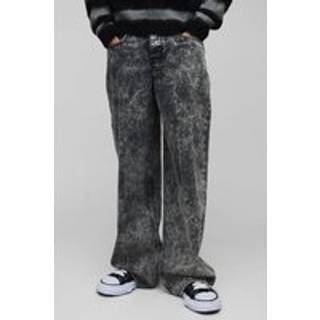 Mens Mid Grey Parachute Rigid Acid Wash Denim Jeans