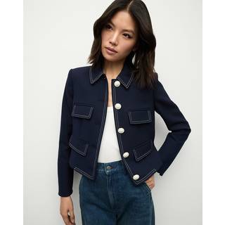 Veronica Beard Constantine cropped jacket - blue - XL+