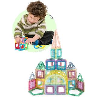 Byggesæt med farverige magnetplader i pastelfarver - 94 former og tilbehør