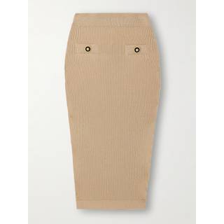Balmain Ribbed-knit pencil skirt - beige - XXXL