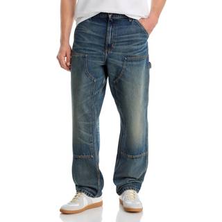Double Knee Bukser, Blue (Worn Used Wash), W31/L32