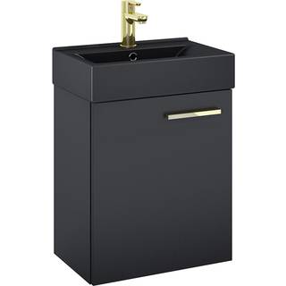 Tvättställsskåp Petit Svart Matt 45 cm med Handfat Svart Matt