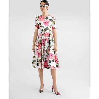 Dolce&Gabbana Floral cotton midi dress - white - L