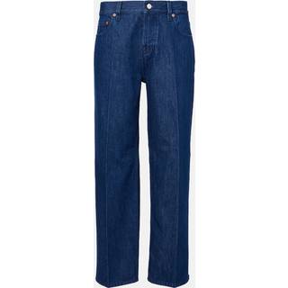 Gucci Leather-trimmed straight jeans - blue - 28