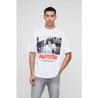 Mens White Oversized Pulp Fiction License Print T-Shirt