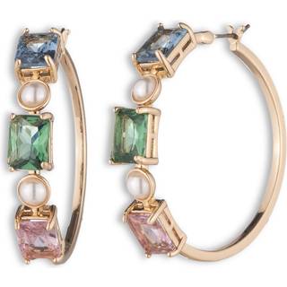 Lauren Ralph Lauren Guld Tone 35mm Pearl Stone Hoop Øreringeen