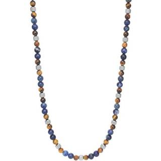 SON of NOA stenkæde i stål, gul tigerøje og sodalit - 6mm