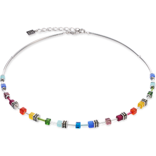 Coeur De Lion Silver Rainbow Lite Mini Cubes Necklace - Silver - Multi-colour - 42cm