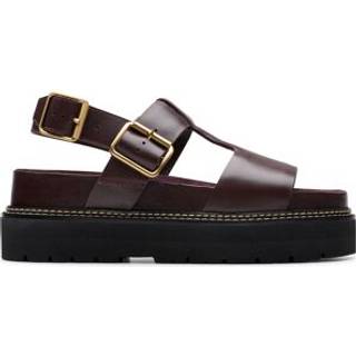 Clarkstil kvinder. 26181455 Orianna Sky burgunderfarvede lædersandaler (39), 3-5 cm, Spænder, Casual