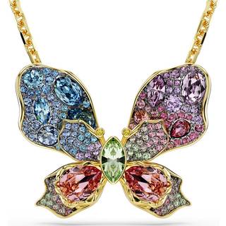 Idyllia Anhänger und Brosche, Verschiedene Schliffe, Pavé, Schmetterling, Mehrfarbig, Goldlegierungsschicht