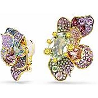 Idyllia Ohrclips, Asymmetrisches Design, Verschiedene Schliffe, Pavé, Blume, Mehrfarbig, Goldlegierungsschicht