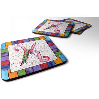 """" Caroline's Treasures 8434-KFC Beach and Seafood Foam Coasters (Sæt på 4) 3,5 """" ""H X 3,5"" """" W Multicolor """"