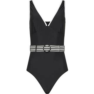 Lts Tall Black Monochrome Belted Swimsuit 22 Lts | Tall Women's Swimsuits