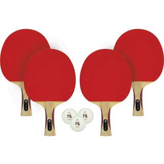 Martin Kilpatrick Vortex Table Tennis Racket 4-Player Set Pips-Out med Sponge Red & Black Rubber Surface 1,5 mm Sponge Layer Flared Handle Indeho