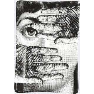 Fornasetti Serving And Trays - 'Tema e Variazioni N.154' rectangular ashtray, black and white in WHITE 100% porcelain