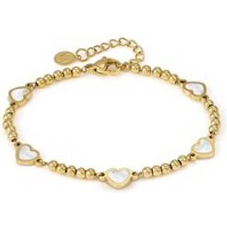 Nomination Emosfere Gold Five Mother of Pearl Heart Beaded Stainless Steel Necklace - 15cm