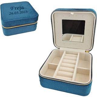 Luksuriøst smykkeskrin i blå velour fra Scrouples