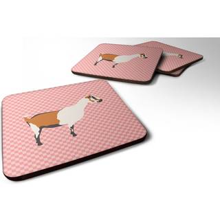 """" Caroline's Treasures Alpine Goat Pink Check Decorative Coasters 3.5 Multicolor """"