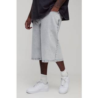 Mens Ice Grey Plus Ice Wash Relaxed Fit Jorts