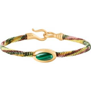 OLE LYNGGAARD COPENHAGEN Life armbånd, håndknyttet reb, Plum. Malakit fatning i 18 karat rødguld