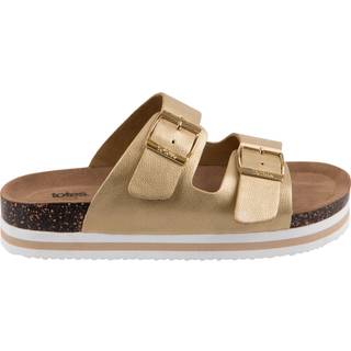 Totes Totes Gold Ladies Double Buckle Platform Slides
