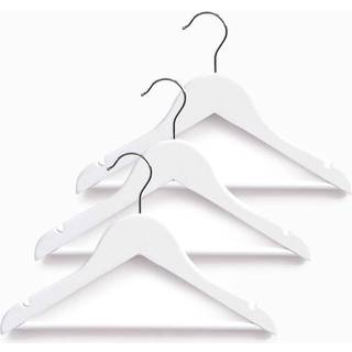 Børnebøjler i hvidt træ (3 stk.) - Hvid - 30,5cm x 2,5cm x 19cm - Tabitha