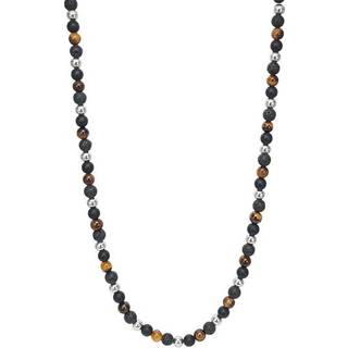 SON of NOA stenkæde i stål, gul tigerøje, mat onyx, lava - 6mm