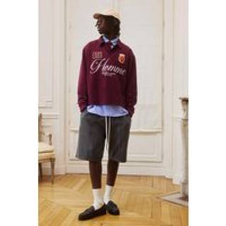 Mens Charcoal Elasticated Waist Relaxed Long Length Wool Look Shorts