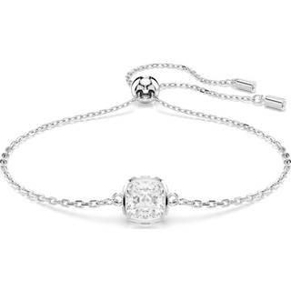 Birthstone Armband, Kissenschliff, April, Weiß, Rhodiniert