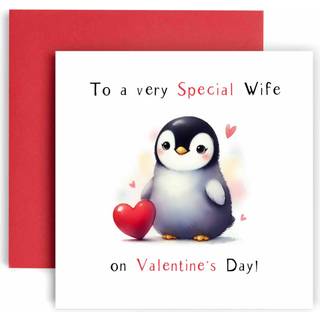 Huxters Cute Wife Valentines Day Card til en meget speciel kone Valentines Day Cute Penguin Soulmate Card til Wife Card - 14,8 cm (kone Valentine