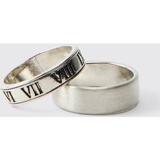 Mens Silver 2 Pack Roman Lettering Rings