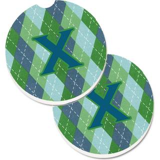 """" Caroline's Treasures Letter X Monogram - Blue Argoyle Sæt på 2 Cup Holder Car Coasters CJ1020 -XCARC 2.56 Multicolor """"
