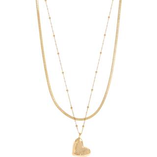 Jon Richard Jon Richard Gold Tone Double Row Molten Heart Necklace