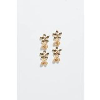 Mood Mood Gold Tone Mixed Flower Linear Drop Earrings