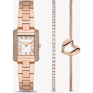MK Mini Emery Pavé Rose Gold-Tone Watch and Bracelet Gift Set - Rose Gold - Michael Kors - ONE SIZE