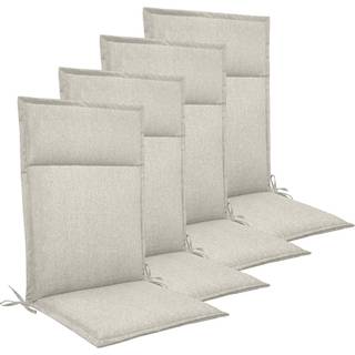 Havehynder til positionsstol 4 stk. - Luksus hynder 5 cm skum - Beige havehynder med høj ryg - Slidstærkt UV-resistent betræk - Nordstrand Home stolehynder