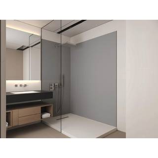 Sæt med 2 grå aluminium brusevægspaneler med profiler - L90 x L120 x H210 cm - ITZIAR