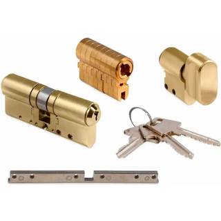 Jasa Company universal dråbecylinder, 6-stift, inkl. 3 nøgler, cylinder/vrider, PVD messing