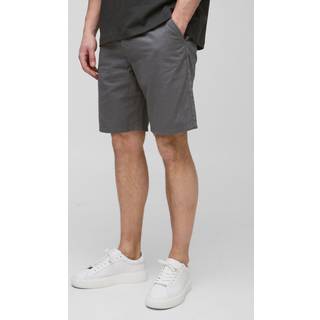 Mens Charcoal Tall Fixed Waist Slim Fit Shorts