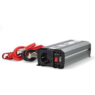 Nedis Power Inverter Modificeret sinus | Indgangsspænding: 12 V DC | Enhedens strømudgangsforbindelse: Type F (CEE 7/3) / USB-A | 230 V AC 50 Hz | 600 W | Peak-effekt: 1200 W | Batteriklemmer + cigarettænder | Sølv