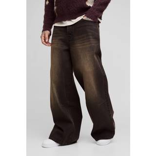 Mens Washed Black Tall Adjustable Waist Extreme Baggy Jeans