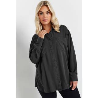 Yours Curve Yours Curve Grey Washed Chambray Shirt