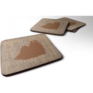 """" Caroline's Treasures BB1079-BL-BN-FC maltesisk burlap og brune skumcoasters (sæt på 4) 3.5 """" ""H x 3.5"" """" ""W multicolor"" ""