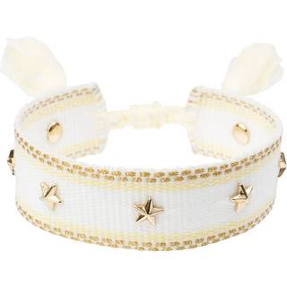 DARK Woven Friendship Bracelet With Star Studs White With Pale Yellow & Gold