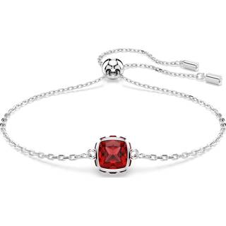 Birthstone Armband, Kissenschliff, Januar, Rot, Rhodiniert
