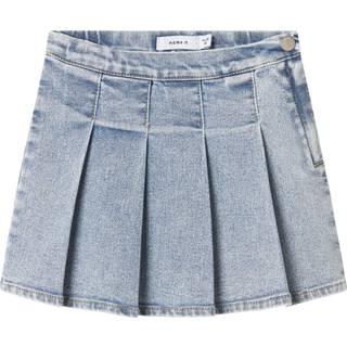 Plisseret Denimnederdel