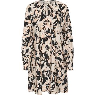 Kaffe Kapaco Short Dress Kjoler 10509639 Beige/Black/Peach Blurry Leaf (46)