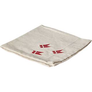 Bomuld Mundserviet - Natur m. Broderede Flag - 4 stk.